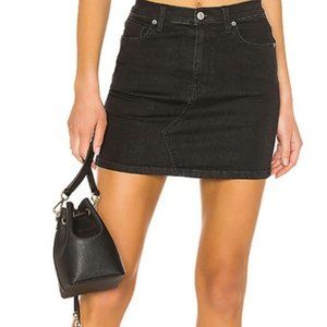 Topshop Black Motto Mini Cut Off Denim Skirt